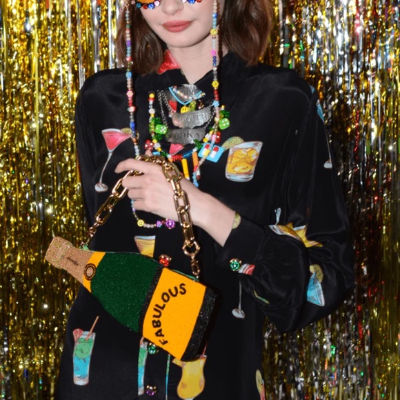 PARTY GIRL MAXI DRESS - CHEERS! Cocktails black size small 70’s chic jewels - Picture 7 of 14